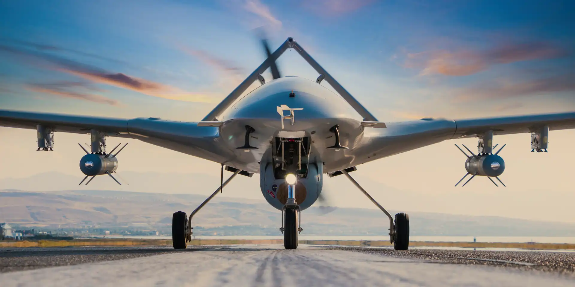 Armed Unmanned Aerial Vehicle on runway